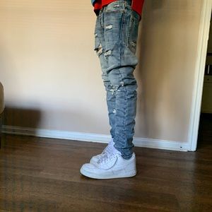 MNML light blue destroyed denim skinny jeans